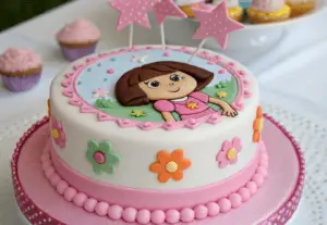 : A baker smoothing buttercream on a cake, with edible image tools nearby.