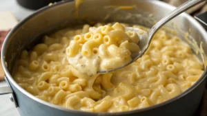A serving of Potatoes Au Gratin on a plate, showing creamy layers and a golden, bubbly cheese crust, garnished with parsley.