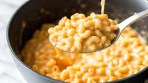 A serving of Potatoes Au Gratin on a plate, showing creamy layers and a golden, bubbly cheese crust, garnished with parsley.